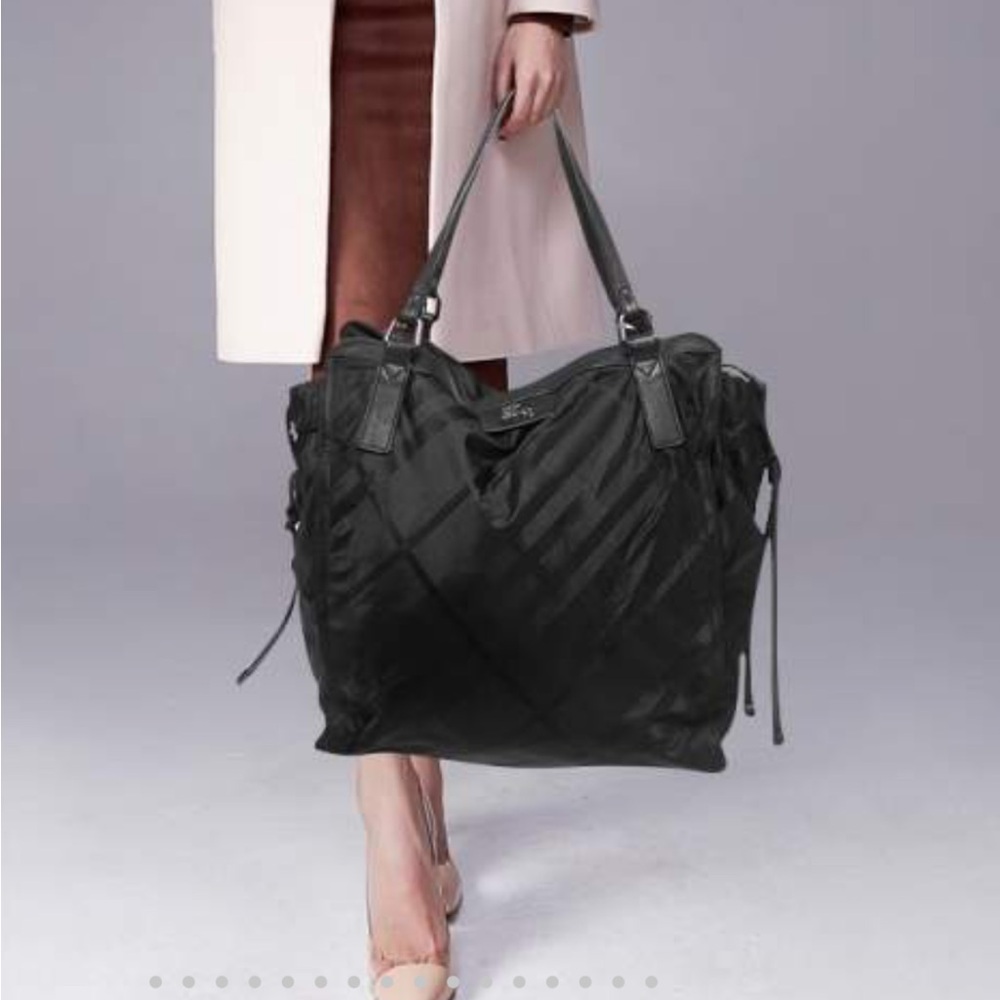 Burberry Black Tote with Check Pattern